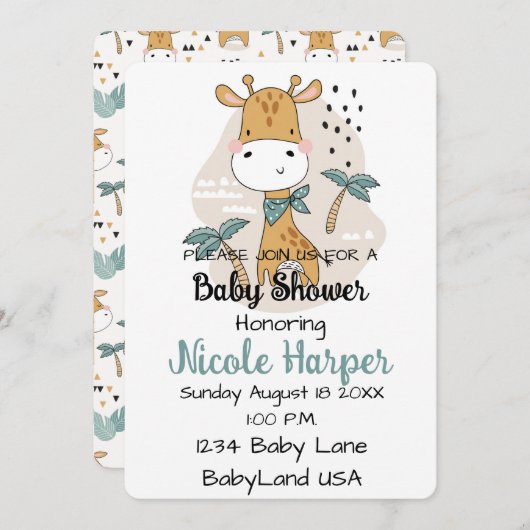 Giraffe Holiday Kaart (Voorkant / Achterkant)