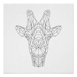 Giraffe hoofd Geometrische zwarte & witte moderne  Perfect Poster
