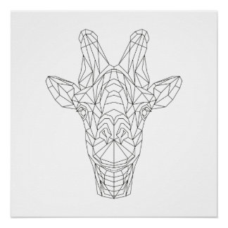 Giraffe hoofd Geometrische zwarte & witte moderne Perfect Poster