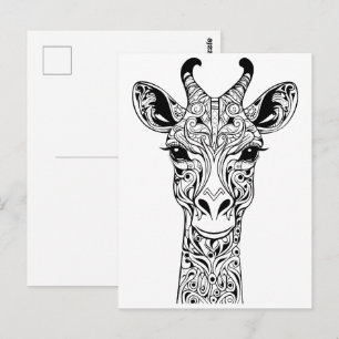 Giraffe hoofd krabbel tekening. krabbel tekening. briefkaart