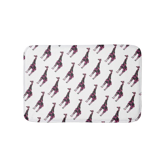 Giraffe Hot Pink en Black Silhouette Badmat (Voorkant)