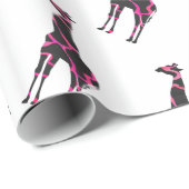 Giraffe Hot Pink en Black Silhouette Cadeaupapier (Rol Hoek)