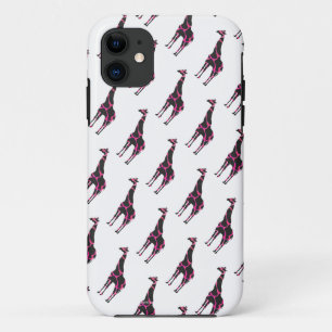 Giraffe Hot Pink en Black Silhouette iPhone 11 Hoesje