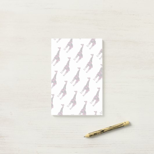Giraffe Hot Pink en Black Silhouette Post-it® Notes (Op bureau)