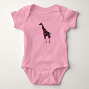 Giraffe Hot Pink en Black Silhouette Romper
