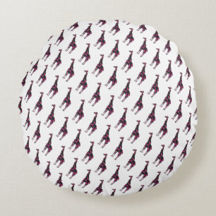 Giraffe Hot Pink en Black Silhouette Rond Kussen