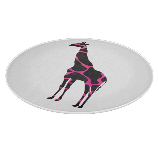 Giraffe Hot Pink en Black Silhouette Snijplank (Hoek)
