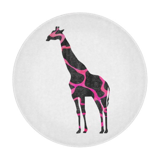 Giraffe Hot Pink en Black Silhouette Snijplank (Voorkant)