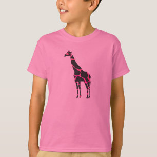 Giraffe Hot Pink en Black Silhouette T-shirt