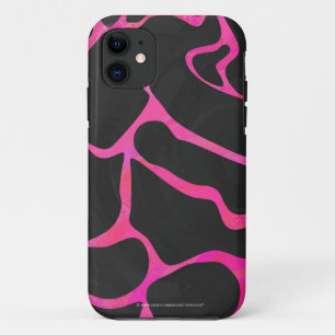 Giraffe Hot Pink en zwarte afdrukken iPhone 11 Hoesje