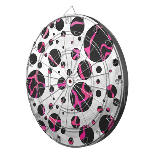 Giraffe Hot Pink en zwarte afdrukken Dartbord (Voorkant Rechts)
