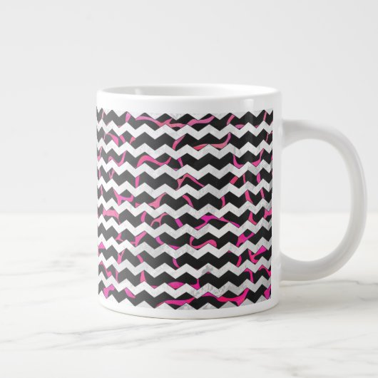 Giraffe Hot Pink en zwarte afdrukken Extra Grote Beker (Rechts)