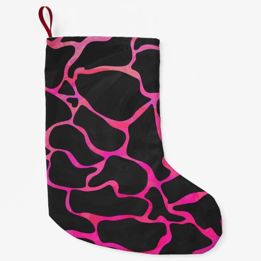 Giraffe Hot Pink en zwarte afdrukken Kleine Kerstsok (Voorkant)