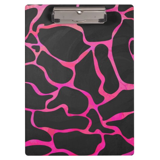 Giraffe Hot Pink en zwarte afdrukken Klembord (Voorkant)