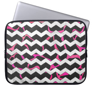 Giraffe Hot Pink en zwarte afdrukken Laptop Sleeve