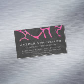 Giraffe Hot Pink en zwarte afdrukken Magnetisch Visitekaartje (Voorbeeld)