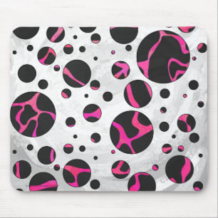 Giraffe Hot Pink en zwarte afdrukken Muismat