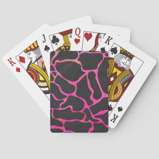 Giraffe Hot Pink en zwarte afdrukken Pokerkaarten (Achterkant)