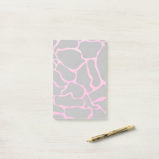 Giraffe Hot Pink en zwarte afdrukken Post-it® Notes (Op bureau)