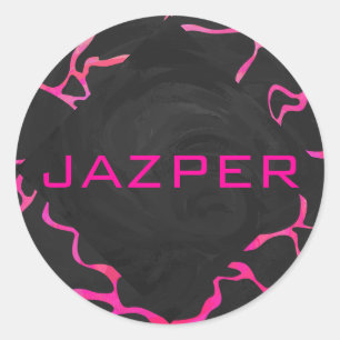 Giraffe Hot Pink en zwarte afdrukken Ronde Sticker