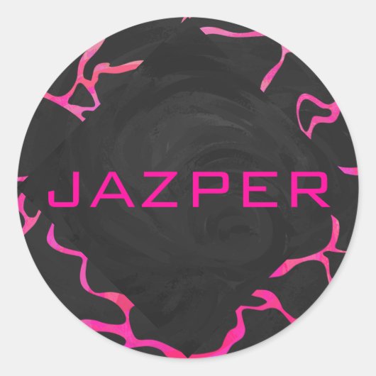 Giraffe Hot Pink en zwarte afdrukken Ronde Sticker (Voorkant)
