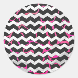 Giraffe Hot Pink en zwarte afdrukken Ronde Sticker