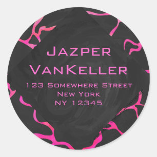 Giraffe Hot Pink en zwarte afdrukken Ronde Sticker