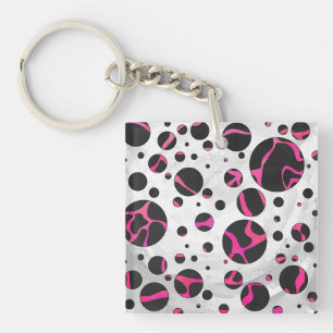 Giraffe Hot Pink en zwarte afdrukken Sleutelhanger