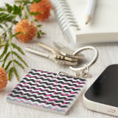 Giraffe Hot Pink en zwarte afdrukken Sleutelhanger (Voorkant Rechts)
