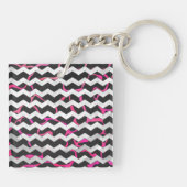 Giraffe Hot Pink en zwarte afdrukken Sleutelhanger (Achterkant)