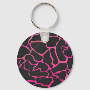 Giraffe Hot Pink en zwarte afdrukken Sleutelhanger