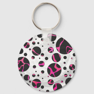 Giraffe Hot Pink en zwarte afdrukken Sleutelhanger