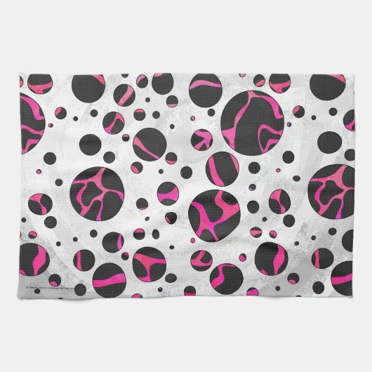 Giraffe Hot Pink en zwarte afdrukken Theedoek (Horizontaal)