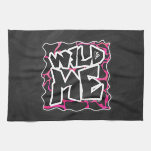 Giraffe Hot Pink en zwarte afdrukken Theedoek