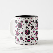Giraffe Hot Pink en zwarte afdrukken Tweekleurige Koffiemok (Voorkant links)