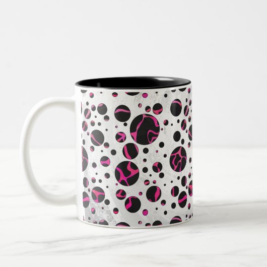 Giraffe Hot Pink en zwarte afdrukken Tweekleurige Koffiemok (Links)