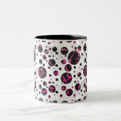 Giraffe Hot Pink en zwarte afdrukken Tweekleurige Koffiemok (Center)