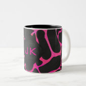 Giraffe Hot Pink en zwarte afdrukken Tweekleurige Koffiemok (Voorkant rechts)