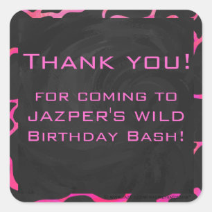 Giraffe Hot Pink en zwarte afdrukken Vierkante Sticker