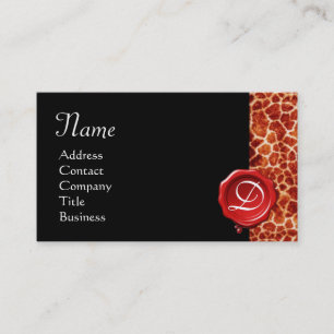 GIRAFFE HUID, RODE WAX ZEGEL MONOGRAM, Zwart Visitekaartje
