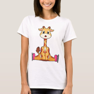 Giraffe IJsschatsen Schaatsen Wintersporten T-shirt