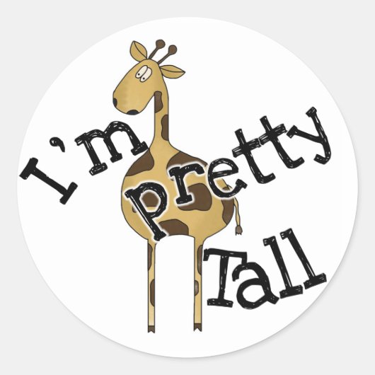 Giraffe Ik ben lang Ronde Sticker (Voorkant)