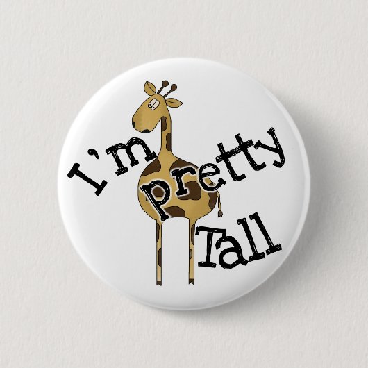 Giraffe Ik ben Tall Ronde Button 5,7 Cm (Voorkant)