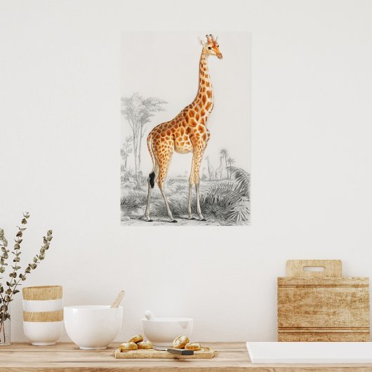 Giraffe Illustratie Art Print (Keuken)