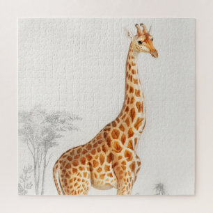 Giraffe Illustratie Vintage Kunstprint Legpuzzel