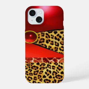 GIRAFFE IMPRIMÉE PEAU DE LÉOPARD GEMME RUBIS ROUGE