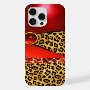 GIRAFFE IMPRIMÉE PEAU DE LÉOPARD GEMME RUBIS ROUGE