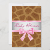 Giraffe Imprimer Bow Baby shower rose Invitation (Devant)