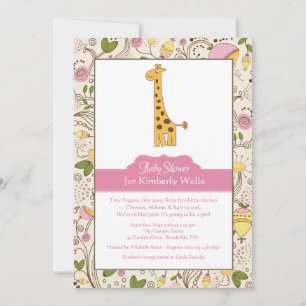 Giraffe Imprimer en Invitation rose