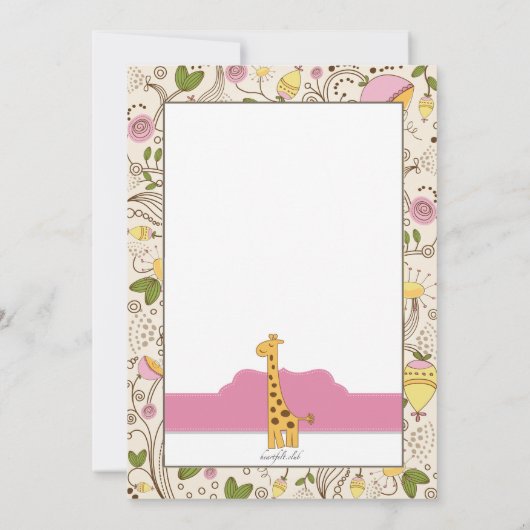 Giraffe Imprimer en Invitation rose (Dos)